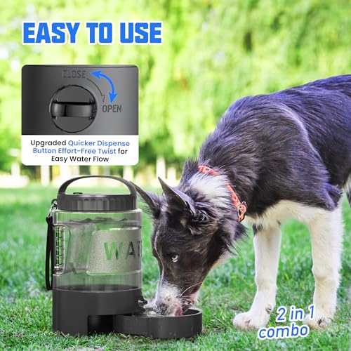 Image of Dog Water Bottle Bowl Dispenser - 95OZ Large Dog Travel Water Bottle Portable with Pull-Out Travel Water Bowl for Dogs Camping Hiking Traveling Beach Park Accessories, Leak-Proof Pet Water Dispenser