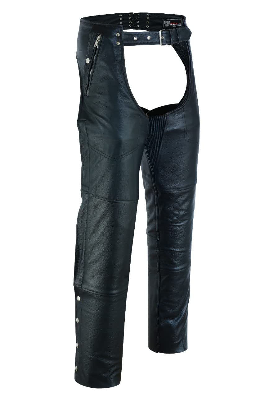 Vance Leather Four Pocket Top Grain Leather Chaps with Removable Liner