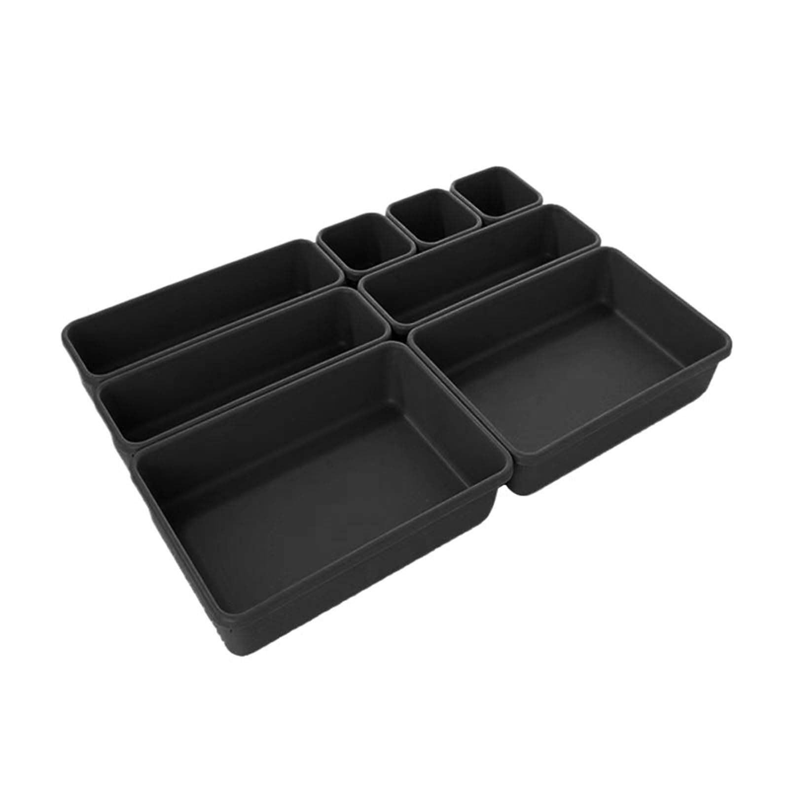 ZHSOAO Drawer Organizers Separator Home Office Desk Stationery Storage Box For Kitchen Women Makeup Organizer Boxes For Dog Tags for Bras, Socks, Underwear(Black 8Pcs)