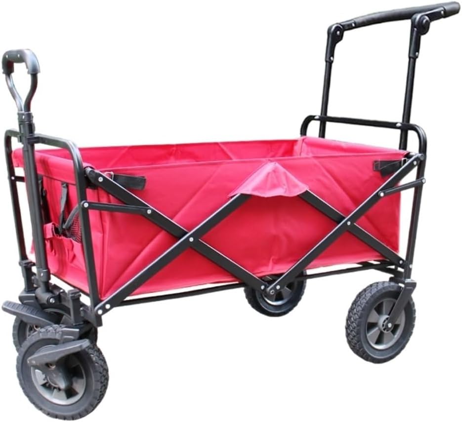 IRYZE Outdoor Utility Wagon Portable Folding Garden Trolley Cart Trolley Wagon Shopping Cart for Outdoor Camping Pull Truck with 4 Wheels Grocery Cart (Color : A)