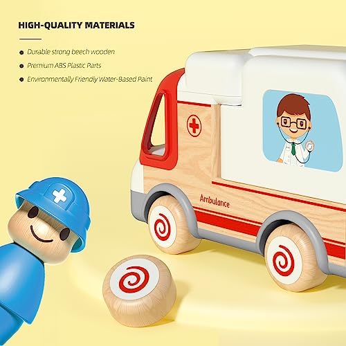 Car Toys for 2 3 4 5 Years Old Boys Girls, Ambulance Truck with Light, Sound and Accessories, Early Learning Educational Toddler Toys Age 18M+ Doctor Kit, Christmas Birthday Gifts for Kids 5 51Q5pub8scL. AC