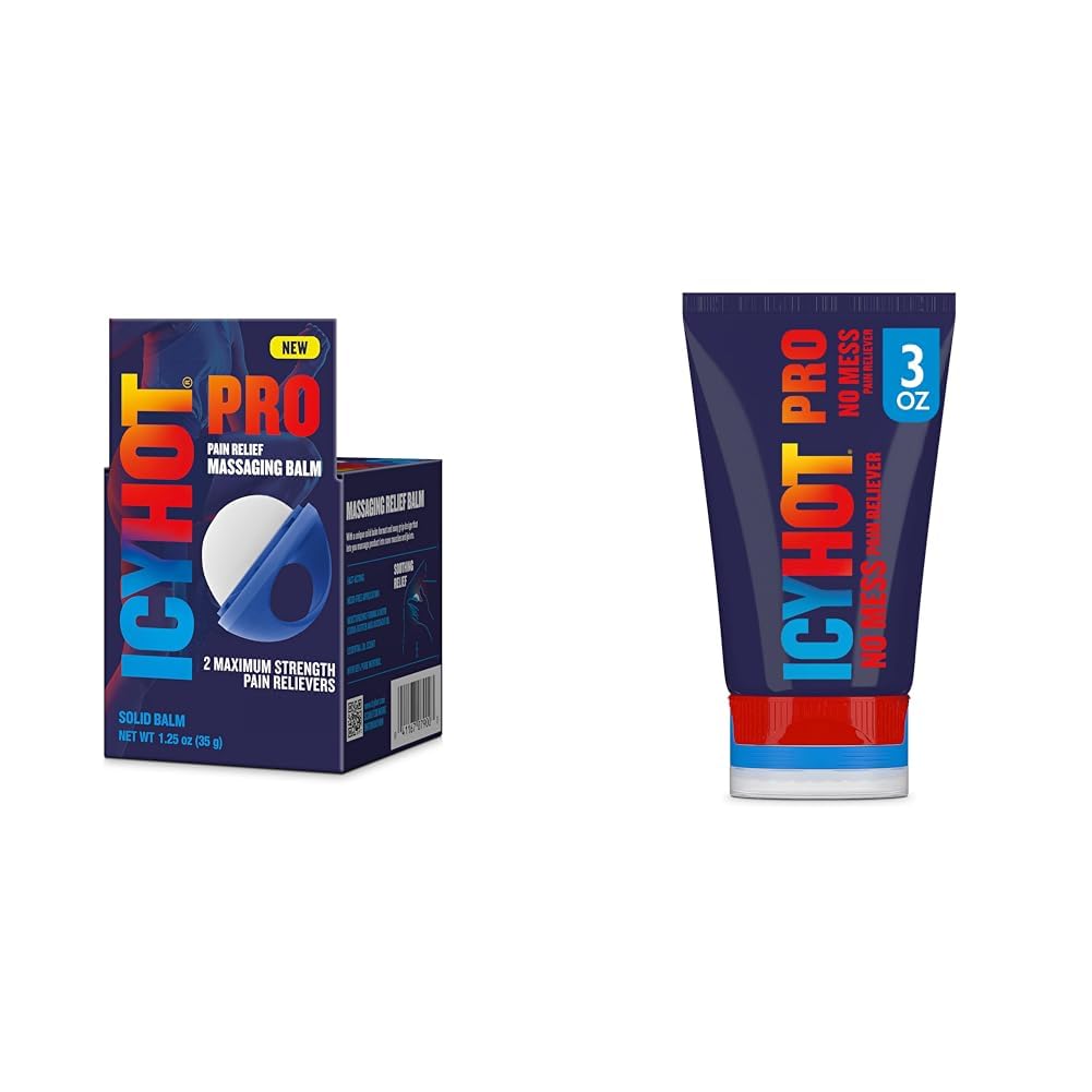Icy HotPRO Pain Relief Massaging Balm and Cream Bundle with Menthol and Camphor, 1.25 Oz and 3 Oz