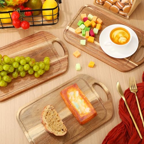 Juego de 10 tablas de cortar de madera Acacia con mango miniatura 5