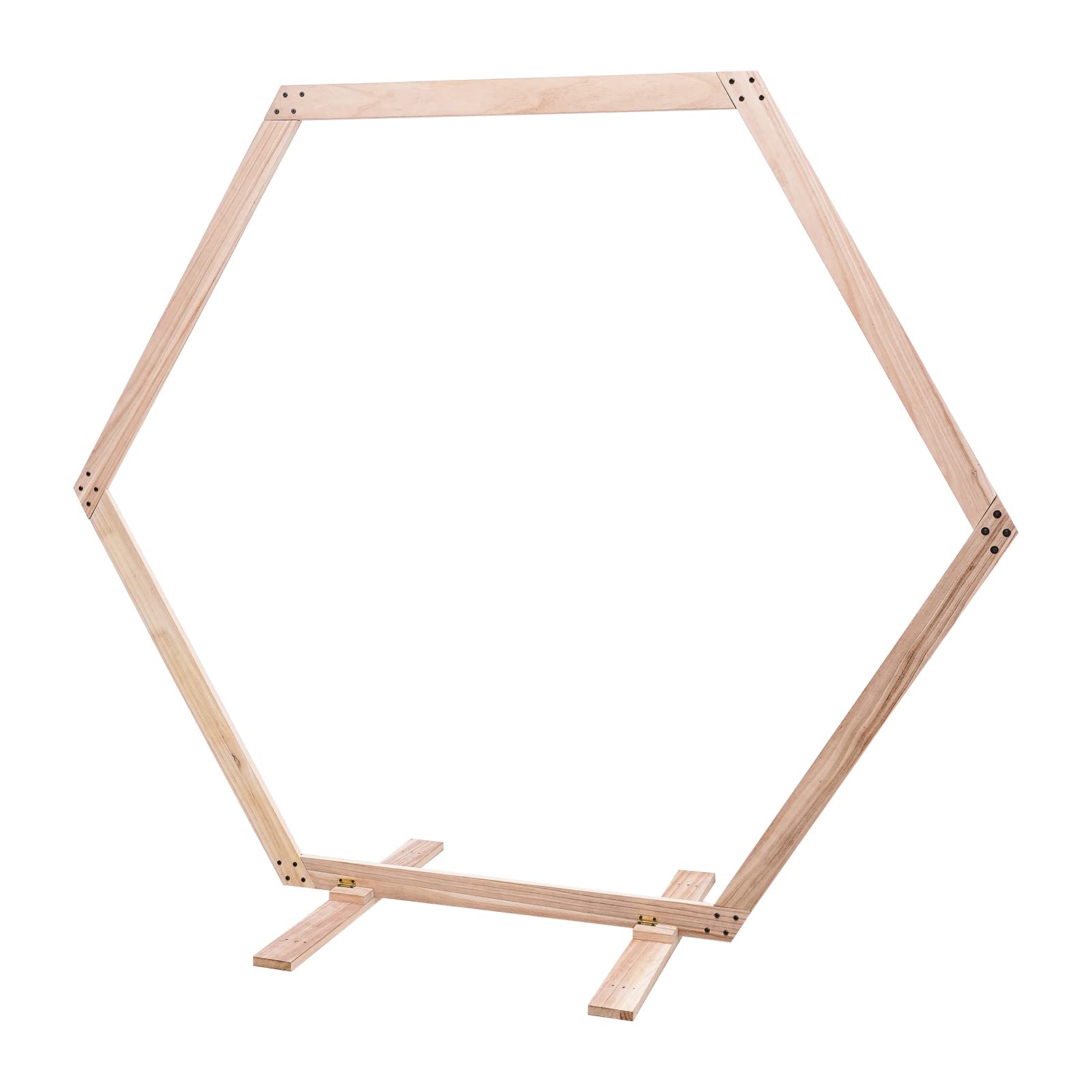 Cadre d'arche de mariage hexagonal en bois - Style rétro - Élégance - Planches épaisses - Grande capacité de charge - Pour mariages et anniversaires - 233 x 225 cm