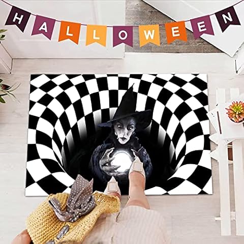 Halloween Clown Doormat, 3D Illusion Clown Doormat Horror Movie, Halloween Welcome Doormat Anti-Slip Halloween Floor Mat Door Front Bedroom Bath Mat Fireplace Floor Stairway… Cover