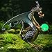 Wind & Weather Dragon Garden Sculpture with Solar Globe |13.75 x 19 x 25.4 Inches |Weather Resistant and Outdoor Safe |Porch Garage Garden or Patio Home Décor