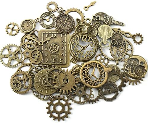 Antique Steampunk Gears Mix Metal Clock Face Watch Gear Cog Multi-Style Clocks Wheel Pendant Watches Dial Movement Charms for Jewelry Crafts