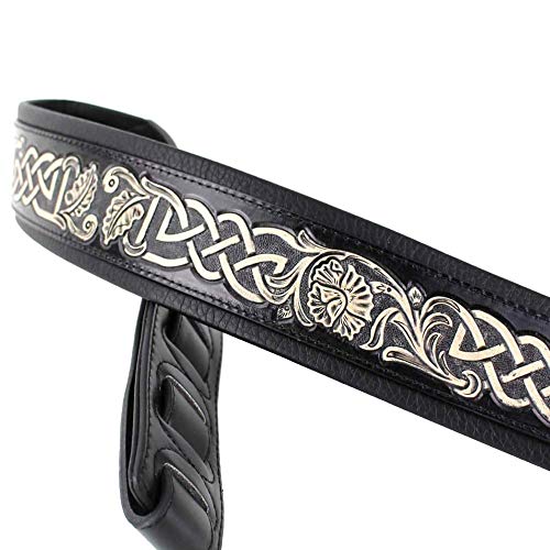 Walker And Williams KB-05-BLK Sangle de guitare rembourrée en cuir sculpté avec chaîne celtique sculptée blanche… - Les Beatles, Paul McCartney, John Lennon, RIngo Starr, George Harrison Walker And Williams KB-05-BLK Sangle de guitare rembourrée en cuir sculpté avec chaîne celtique sculptée blanche… – Image 5