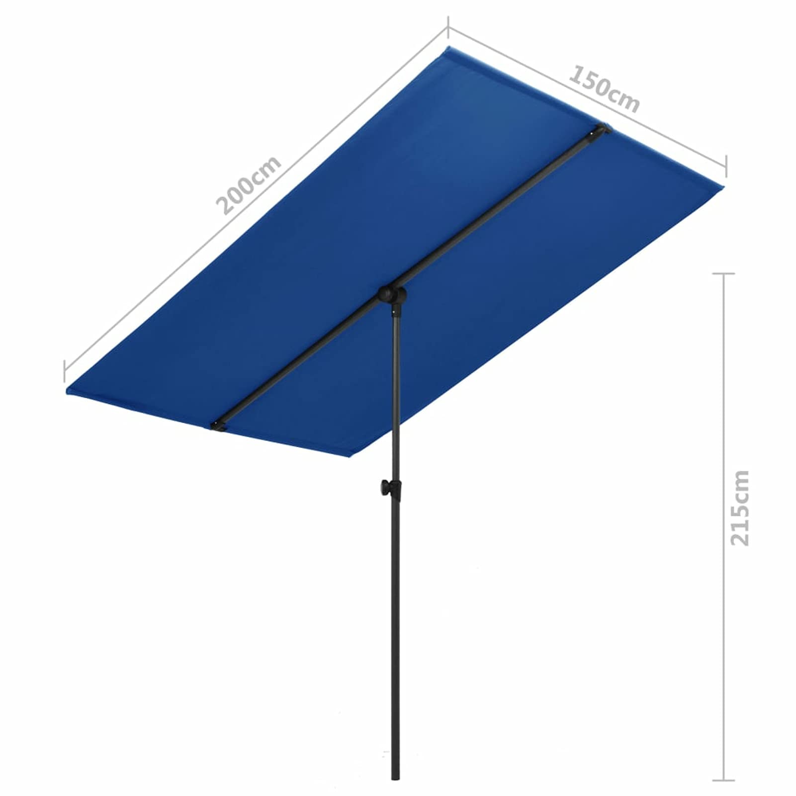 Gecheer Ombrellone,Parasole,da Esterno,Azzurro,Palo in Alluminio,Pieghevole,Portatile,200x150 cm,Ombrellone da Spiaggia,Ombrellone da Mare,per Terrazzo,da Patio,da Piscina,Ombrellone da Sole