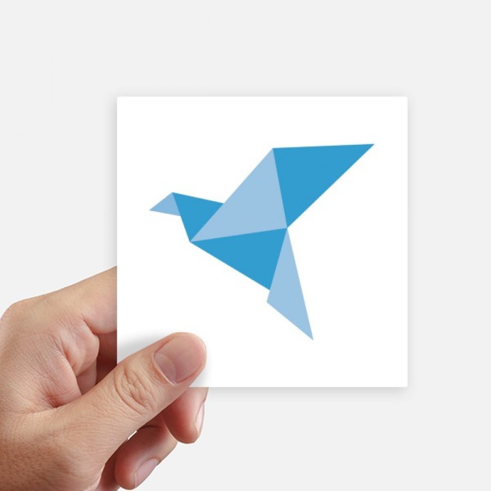 Sticker pigeon origami bleu 10cm pour deco de valise et ordi