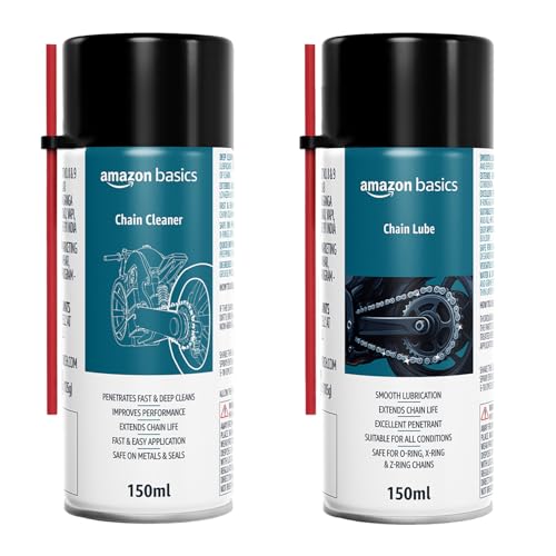 Amazon Basics – Combo of C2 Chain Lube (150 ml) & C1 Chain Clean (150 ml) | Deep-Clean & Lube...
