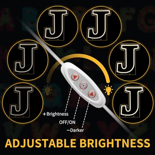 Image of Light Up Letters J, Led Marquee Letter Lights Neon Sign, 13.9 inch Height Decorative Lighted Alphabet Number, Battery /USB Powered Led Letters Lights for Wedding, Birthday, Party, Christmas or Home Decor