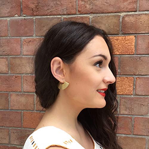 Lightweight Boho Bohemian Fan Earrings For Women Geometric Dangle Drop Half Round African Tribal Ethnic Jewelry (Gold 1.6"X1") #TOP4