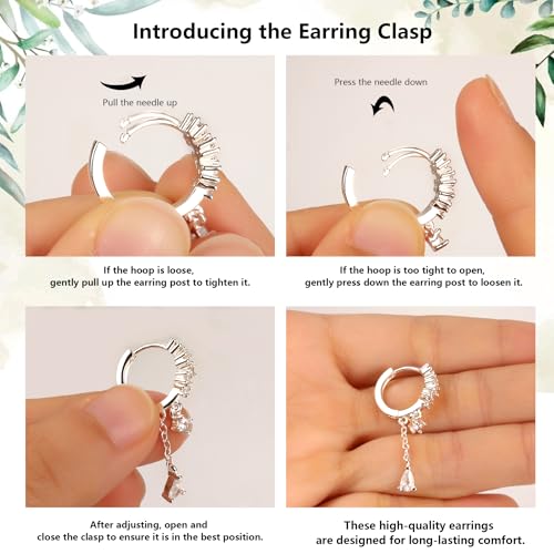 925 Sterling Silver Drop Dangle Earrings Cubic Zirconia Teardrop Hoop Dangle Earrings for Women 14K Goldplated Hypoallergenic Elegant Drop Water CZ Dangle Chain Huggie Earring Jewelry3