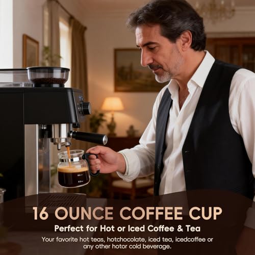 2pcs Coffee Pot Mug with Lid,16Oz Mini Glass Coffee Pot Coffee Mug Set with Spill Proof Lid & Heat Proof, Novelty Coffee Pot Cup for Coffee Lovers Gifts (2PCS) - image 7