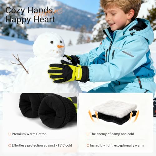 ThxToms Kids Winter Gloves Waterproof Ski Snow Gloves for Boys & Girls Cold Weather Outdoor Sports Snowboard Bicycle for 4-14 Years Old - Image 4