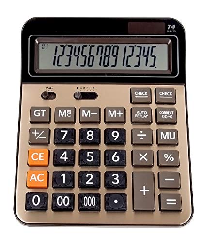 Mengshen Calculadora Sobremesa Grande Bateria Solar Calculadora Comercial de función estándar de...