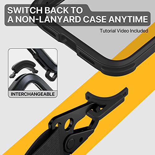 Mageasy Protective Iphone 14 Pro Max Case With Strap 6.7" - 16Ft Drop Tested Protective Rugged Iphone 14 Pro Max Case With Crossbody Lanyard - Odyssey+ (6.7", 3 Lens) (Metal Frame, Mystery Black) #TOP4