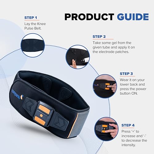 Image of TENS Back Pulse Back Massager Machine Belt for Lower Back Pain Relief, Targets Deep Tissue,Pain due to Sciatica & Arthritis , Muscle Strains & Spinal Recovery , Reduces Discomfort, Enhances Stability & Aids in Injury Recovery | Orthopaedic LS Belt | Cordless Rechargeable, Portable, Adjustable Therapy Lumbar Support Belt for Men & Women