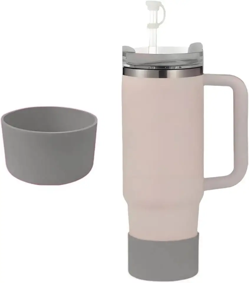 Acessório de água esportivo protetor de garrafa de água de silicone - pode ser lavado na lava-louças, livre de BPA, não tóxico, pequeno, 340-680 g, cinza claro