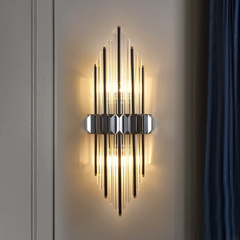 HXYSXHJUO Wall Lamps, Farmhouse Sconces Crystal Lighting Vanity Mirror Light Fixtures Bathroom Lamp For Living Room Hallway Entryway (B-20X60Cm)