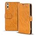 Produktbild Conie RW40122 Retro Wallet Kompatibel mit Sony Xperia XZ, Klapphülle Tasche Vintage Leder Design für Xperia XZ Etui mit Kartenfächer Gelbbraun