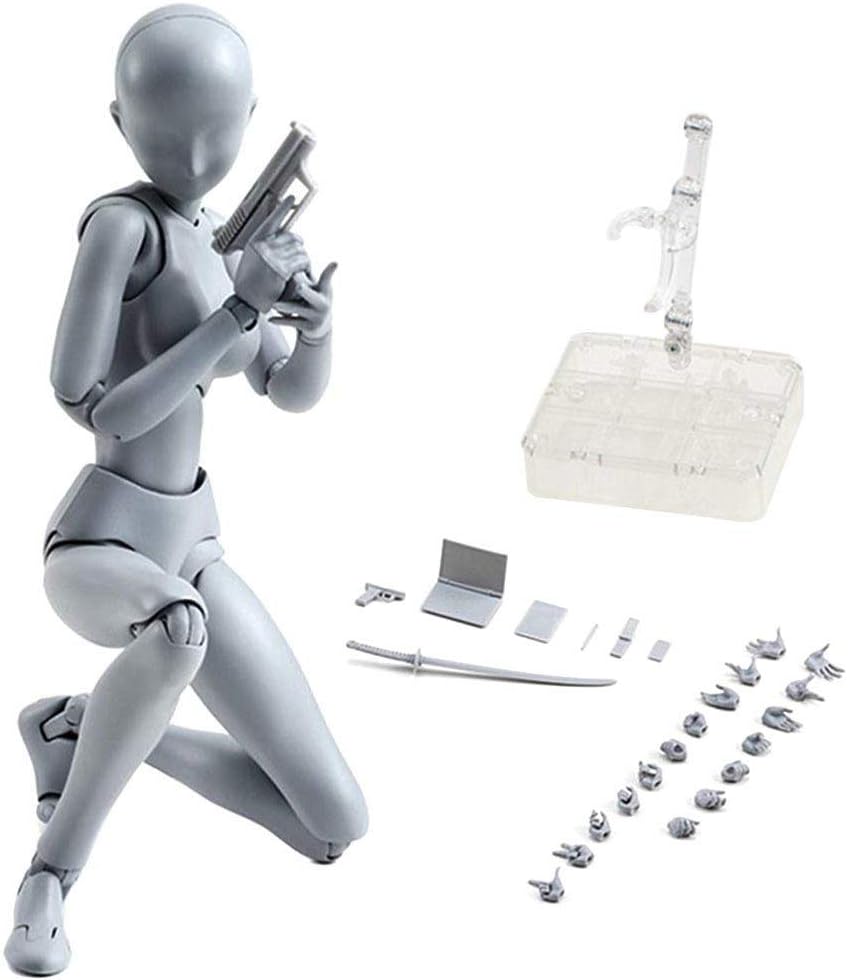 Drawing Model PVC Action Figure - Jointed Doll for Artists (Grey Female)