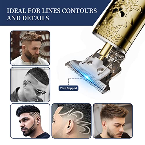 Fadeking GOLDEN-SKELETON Gifts For Men, Beard Trimmer For Men, Zero Gapped Trimmer For Men T-Blade Trimmer Cordless Rechargeable Edgers Clippers Haircut & Grooming Kit thumb #3