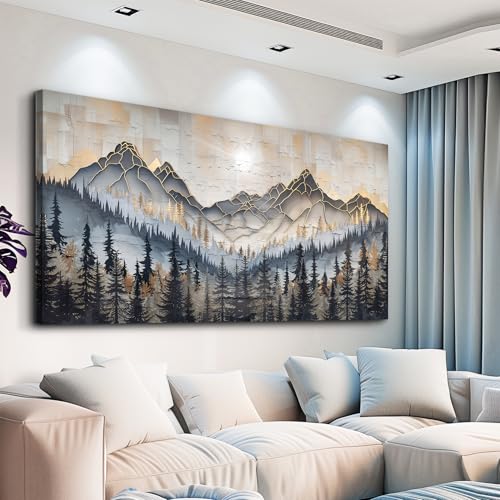 PHAOHUAXM Large Canvas Wall Decor For Bedroom Large Wall Art For Living Room Dining Room Modern Office Abstract Ink-Wash Landscape Mountain Wall Pictures Artworks Home Decor Ready To Hang 30"X60"