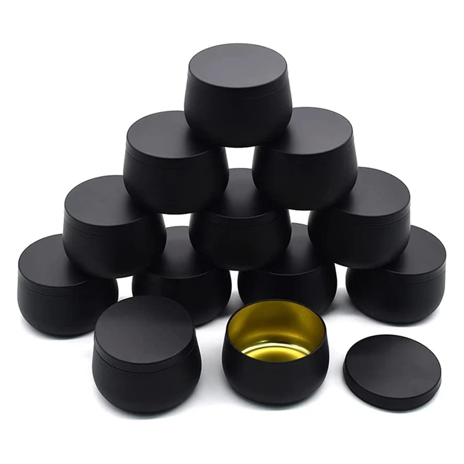 Candle Jars, Empty 4 Oz Candle Tins with Lids, 12 Pcs, for Candle Making, Bulk, Multicolor(Black)