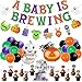 Dekoracje na Halloween na Baby Shower, Dziecko parzy baner Brokat ze znakiem ducha dla dziewczynki Boy, Girlanda z motywem Halloween z zestawem tortów i ciastek, folia z duchem dyni i lateksowe balony na artykuły na Baby Shower