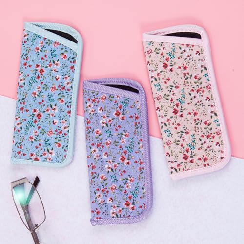 Image of TRIUMPH VISION Reading Glasses Pouch Eyeglass Sleeve Soft Case Slim 3 Pack | Alternative to Bulky Case Lightweight,Neoprene Lined Padded Protect Optical lens Slip in, Cute Pattern Portable for Daily Use