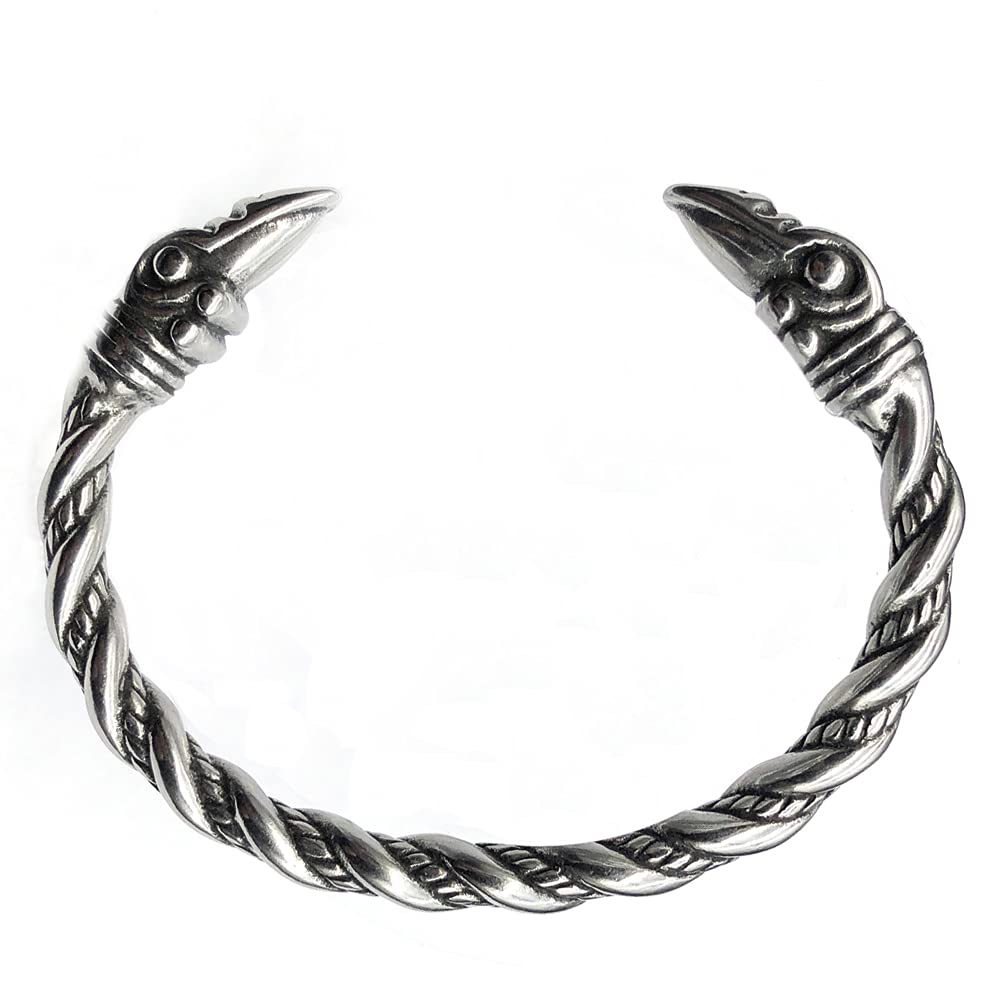 Viking Bracelet for Women Men Arm Ring Norse Jewelry Stainless Steel Wristband Cuff Bracelet Norse Dragon Raven Wolf Head Scandinavian Bracelet, 金属, Agate