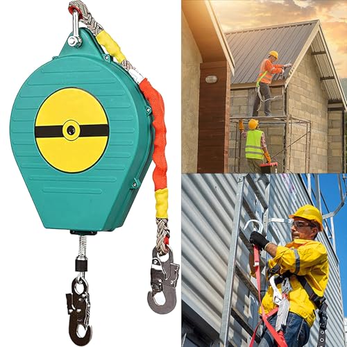Dispositivo Anticaídas Retráctil, 3-20m Línea de Vida Retráctil, Limitador de Caída Personal, Equipos Anticaída Retractil para Techos y Construcción, Carga:150kg(Size:20m)