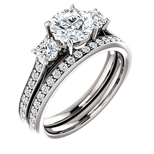 Forever One Moissanites Engagement Ring in 14k White Gold