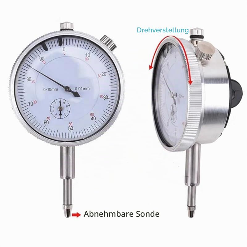 Bremsscheiben Messvorrichtung mit 0-10 mm Messuhr, Auto-Bremsscheiben-Schlagfestigkeitsprüfer, Bremsscheibens-Ebenheitsprüfer Auflösung 0.01mm, Klemmschraubstock mit Flexiblem