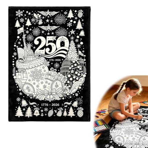 50x59 Inch DIY Throw 250th Anniversary Christmas Coloring Blanket for Adult (Black3) - image 5