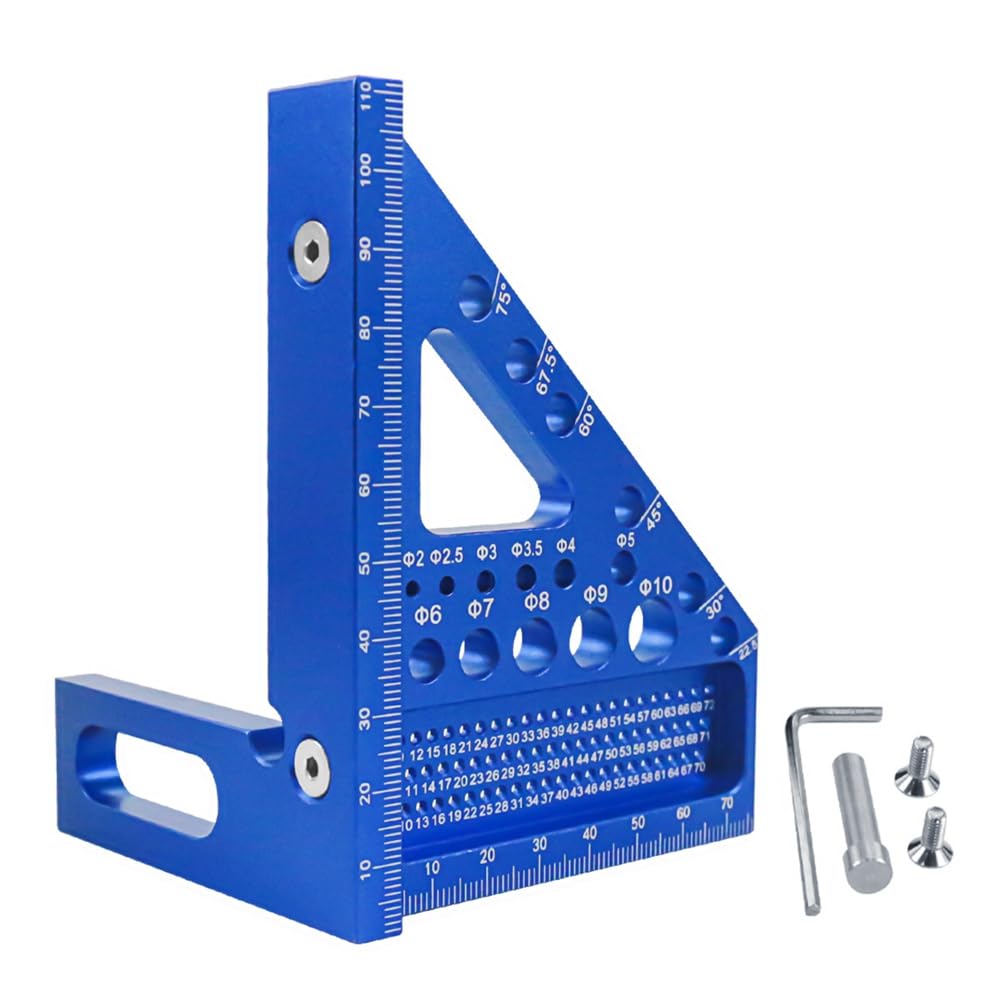 Littimoon Woodworking Square Protractor, Woodworking Square with Dowel Pins,Aluminum Alloy Miter Triangular Ruler,Angler Scriber