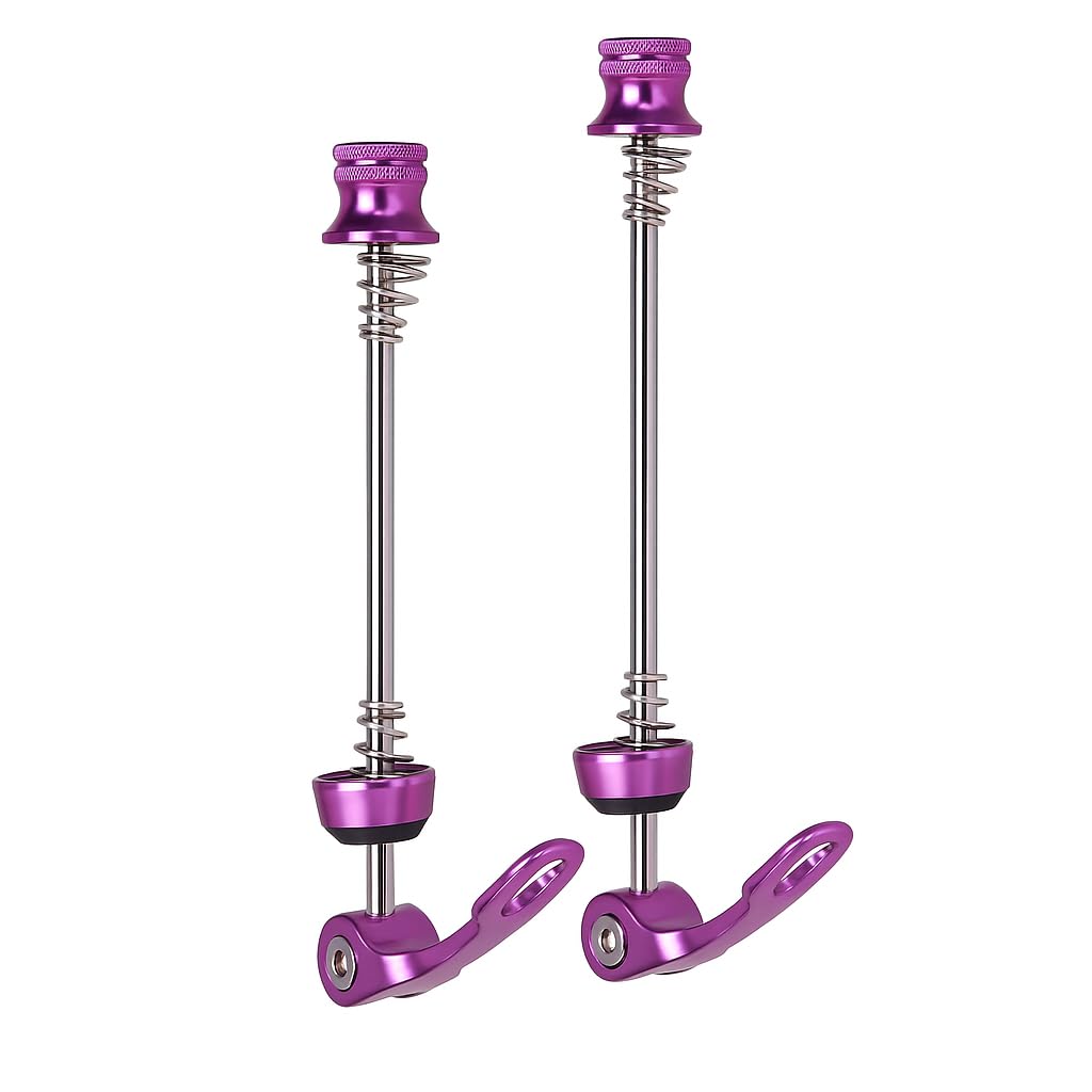 Alomejor Purple 2Pcs Bicycle Quick Release Skewers Front Rear Skewer Road Mountain Bike Quick Release Skewers Accessory(Purple)