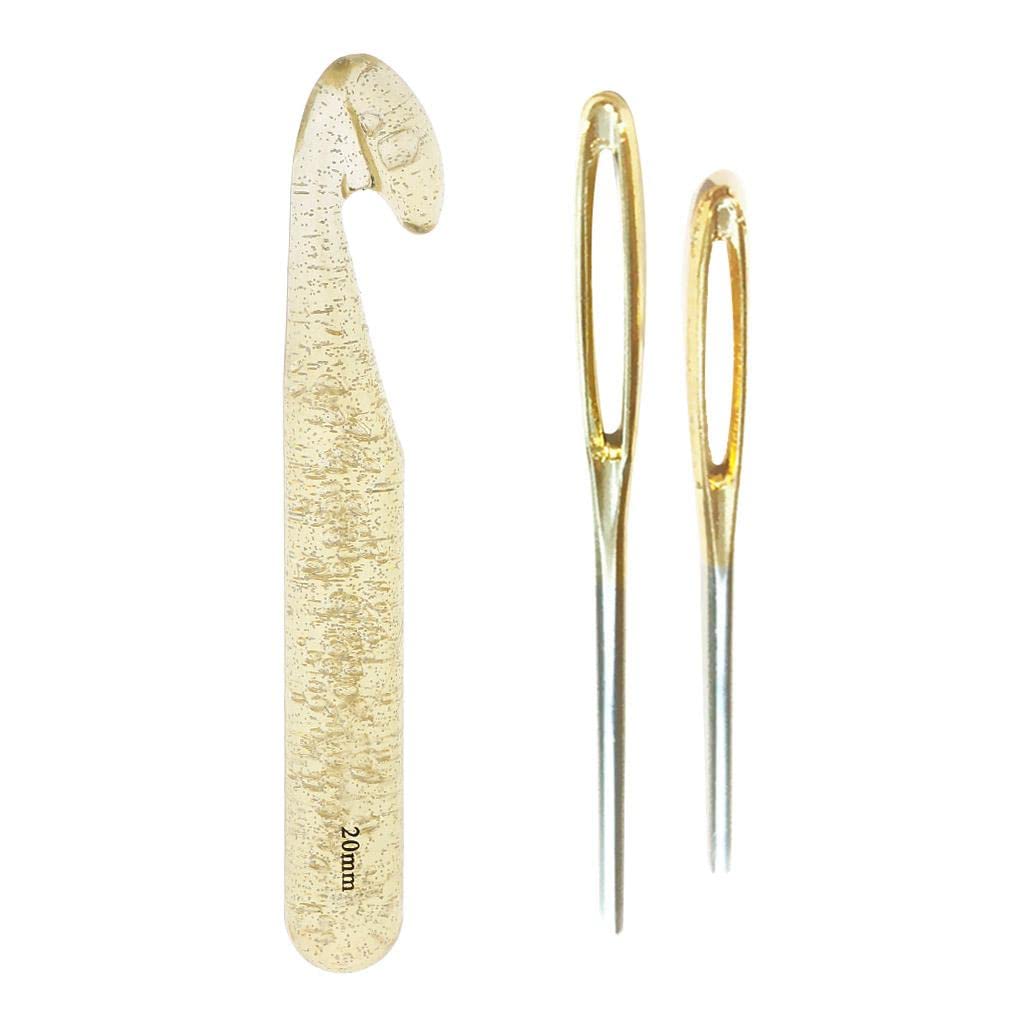 ECOMISTIQ 20mm Huge Crochet Hook Set with 2pcs Large-Eye Blunt Needles for DIY Sewing|Crafts | Needlecrafts & Yarn | Crocheting & Knitting | Crochet Hooks|-image-35