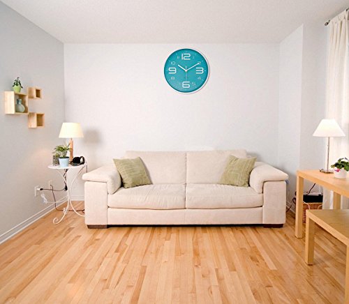 45Min 10 Inch 3D Number Dial Face Modern Wall Clock, Silent Non-Ticking Round Home Decor Wall Clock With Arabic Numerals, Colorful Dial Face(Cyan/Teal) #TOP3