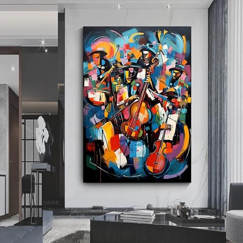Impression sur toile de jazz colore abstrait déco maison - 3