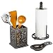 3 Piece Kitchen Counter Accessory Set, Cast Iron Paper Towel Holder, Utensil Holder, Spoon Rest, Decorative for Home and Kitchen Counter, Coffee Gold