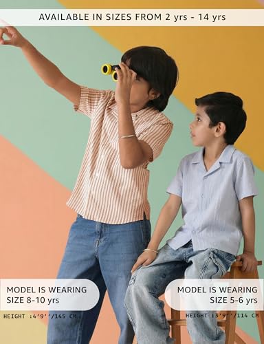 Image of Amazon Brand - Symbol Kids Boy's Half Sleeves Striper Regular Fit Shirt