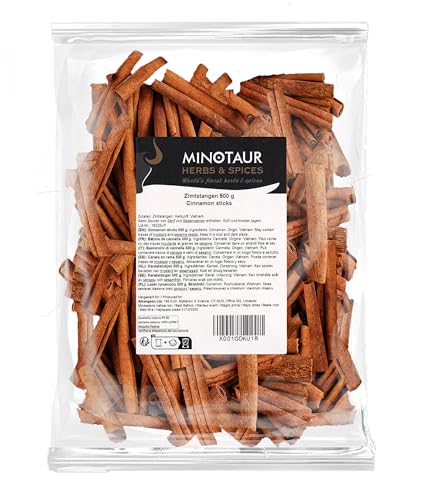 Minotaur Spices | Zimtstangen 2 x 500 g (1 Kg) Zimt Stangen | ca. 160-170 Stück | ca. 8 cm lang