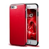iPhone 7 Plus Red Leather Case/iPhone 8 Plus Red Leather Case, technext020 Ultra Slim Fit Artificial PU Synthetic Leather Case Shock Resistance Protective Cover for iPhone 7 Plus/iPhone 8 Plus Red
