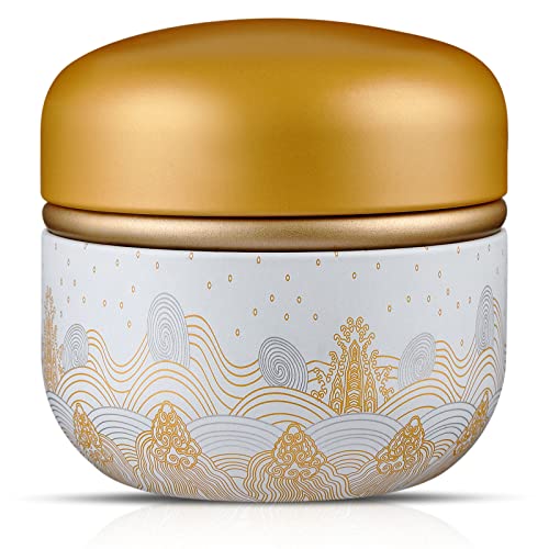 Body Powder Powder Case with Powder Puff Powder Container Tea Canister for Baby and Adult Body Talcum Powder Tea Box (Yellow Sea)