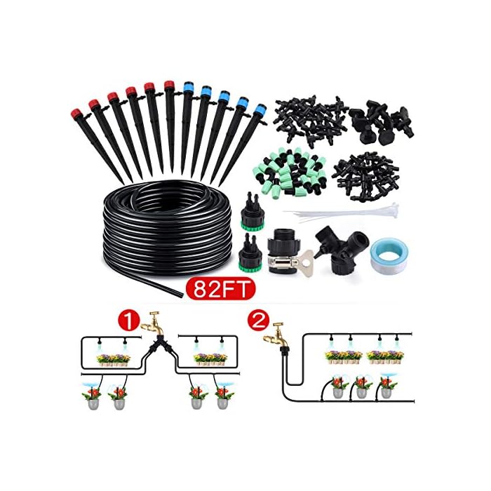 king do way Irrigation System 95Ft DIY Micro Drip Irrigation Kit with