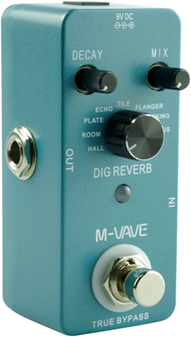 FawoonuDIG REVERB Digital Reverb Guitar Effect Pedal 9 Reverb Types Decay & Mix Control True Bypass Full Metal Shell