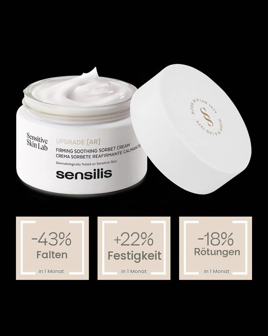 Sensilis - Upgrade Creme, Erfrischende Sorbet-Creme, Anti Falten Creme, Fördern Regeneration, Beruhigt Rötungen, Ginkgo Biloba, Naringenin Chalcon, Empfindliche, Sensible Haut, Ocean Respect - 50 ml